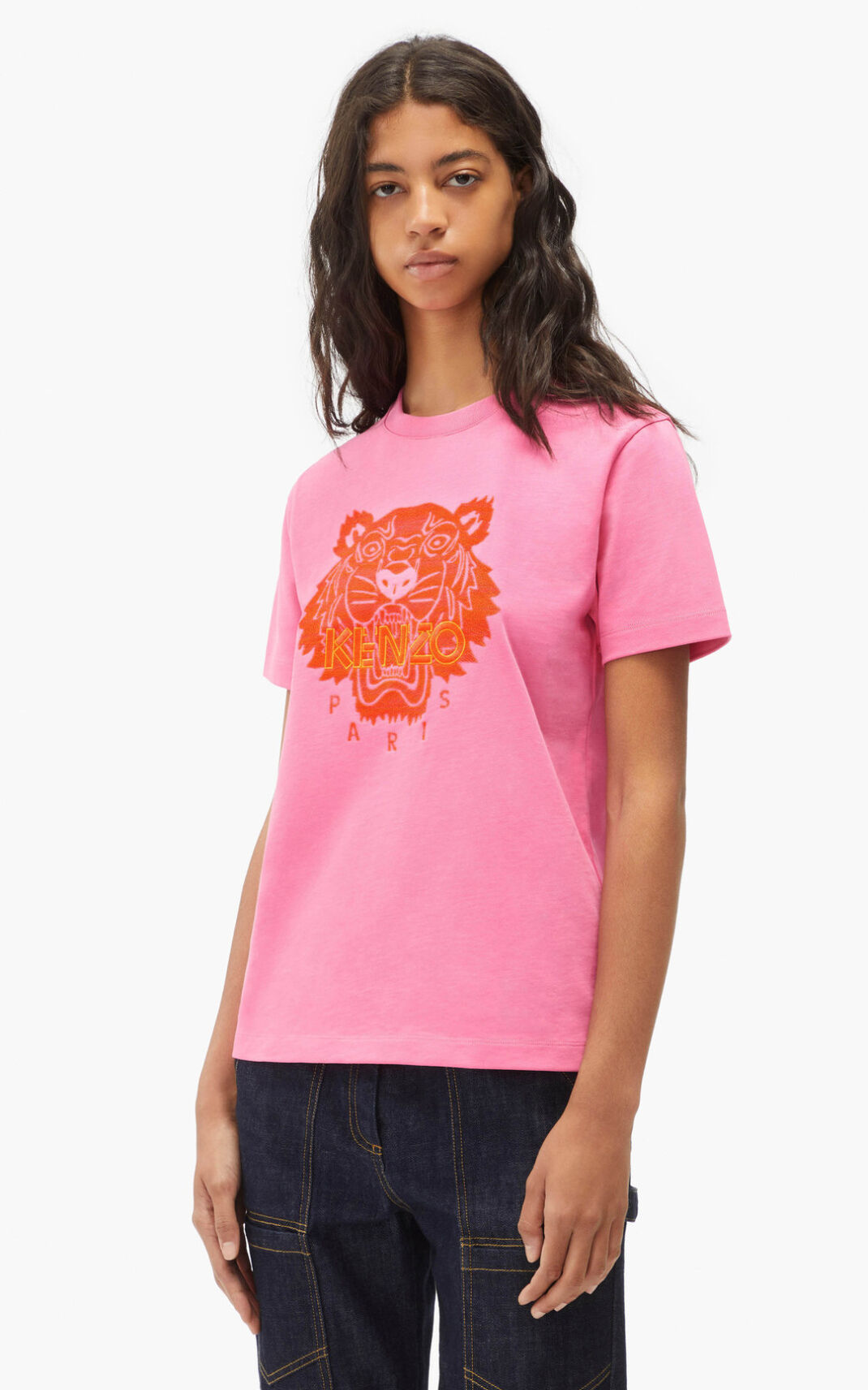 T Shirt Kenzo Loose Tiger Femme Rose | FVNQ-08741